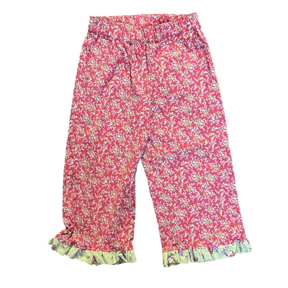 VTG Hanna Andersson 130 8 Three Sisters 3 Capris Shorts Pants Floral Pink Green